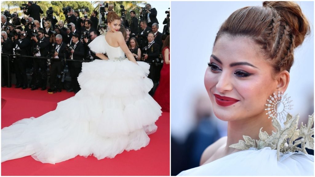 Urvashi at Cannes in White Gown