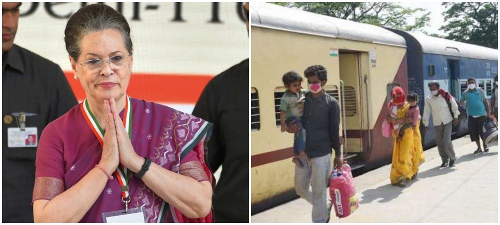 Sonia gandhi help Migrant workers to bear Rail fare