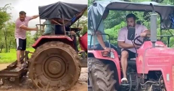 Salman Khan Doing Farming with tractor