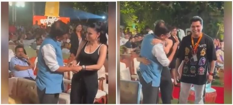 Sanjay raut Hugs Ameesha patel in Event
