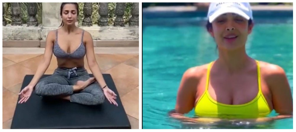 Malaika Arora Doing Yoga in Pool