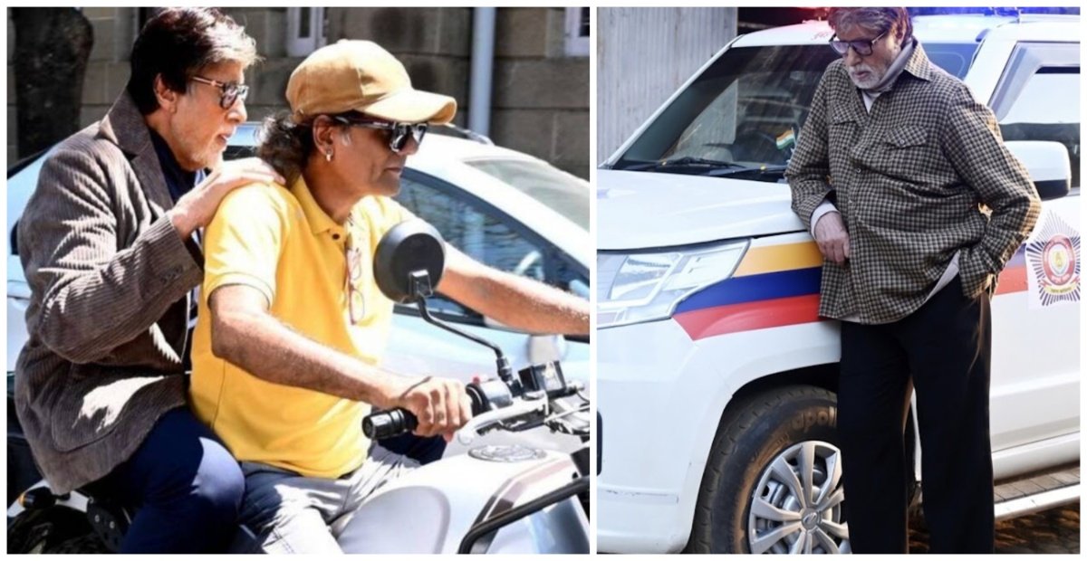 Amitabh Bachchan photo with Mumbai Police jeep