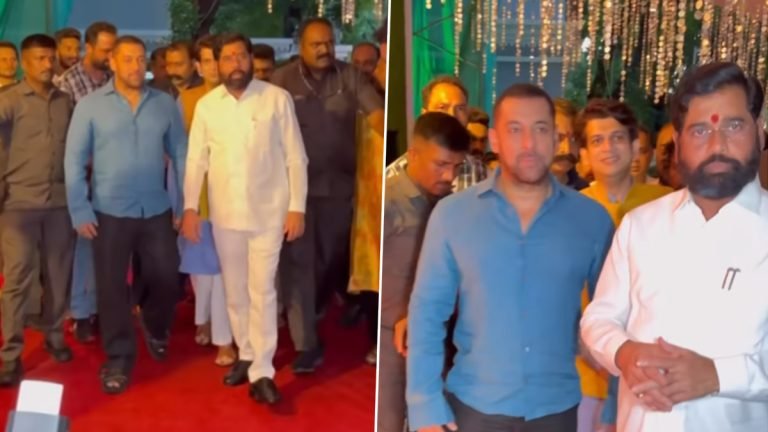 CM Shinde Arrives at Salman Sister House for Ganesh mahotsav
