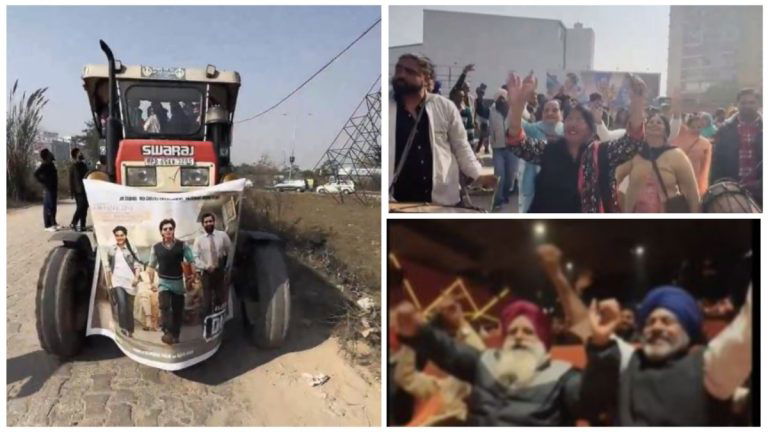 Shahrukh Movie Dunki Fans on tractor