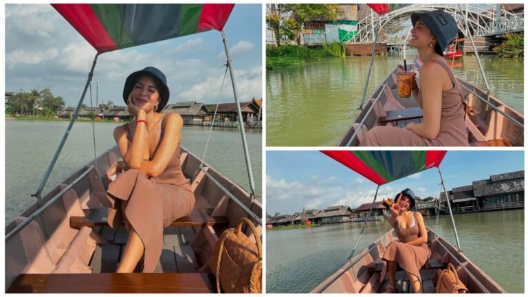 Jacqueline Enjoys Floating boat in Thaliand