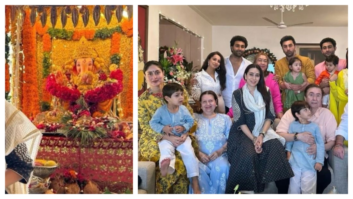 karishma kapoor Share Kapoor Family Ganpati Pujan Photo