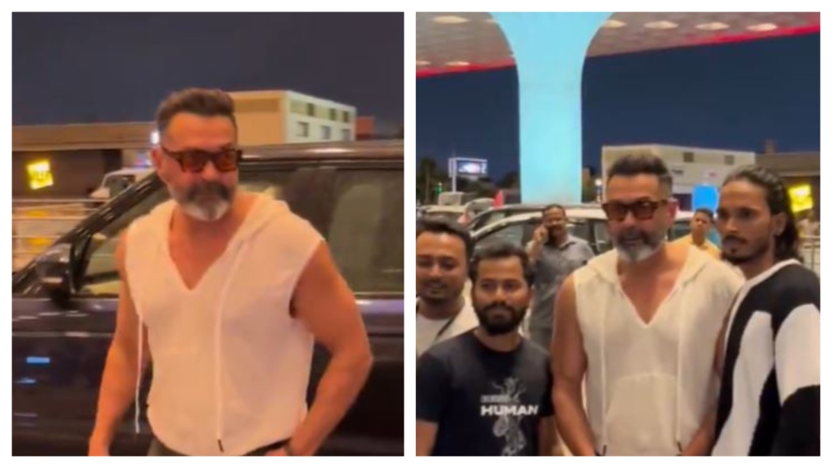 Bobby Deol At Airport posing With Fans In Cool Look